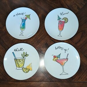 Set of 4 Queen West Appetizer Plates Cocktail Melamine 6"